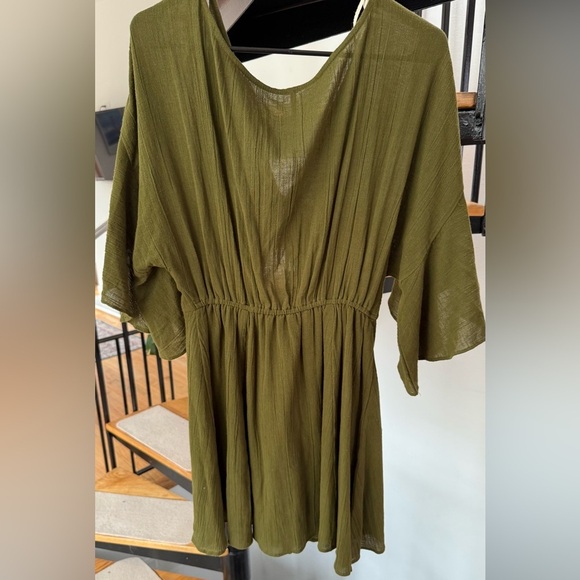 Free people flutter sleeves olive green dress size M - Picture 5 of 9
